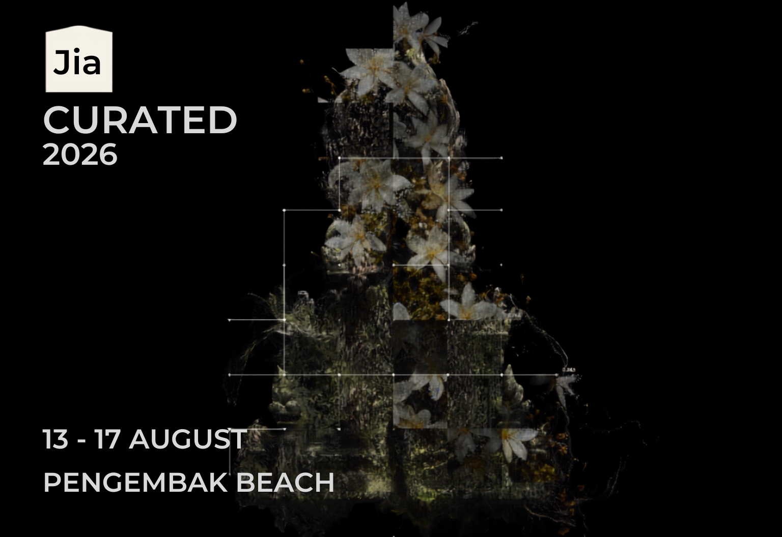 Cartel oficial de Jia Curated 2026 en Pengembak Beach, Bali, del 13 al 17 de agosto