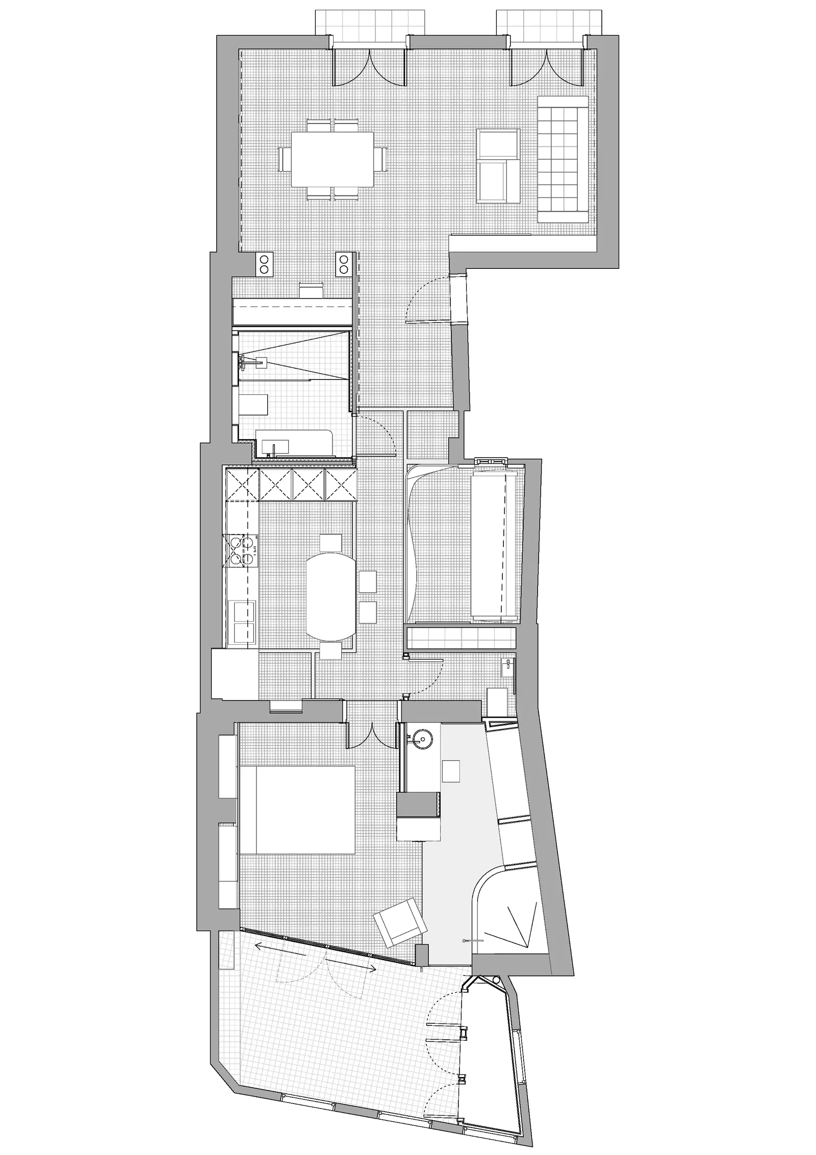 Plano de distribución reformada de la vivienda de Casa Ángel en Ruzafa