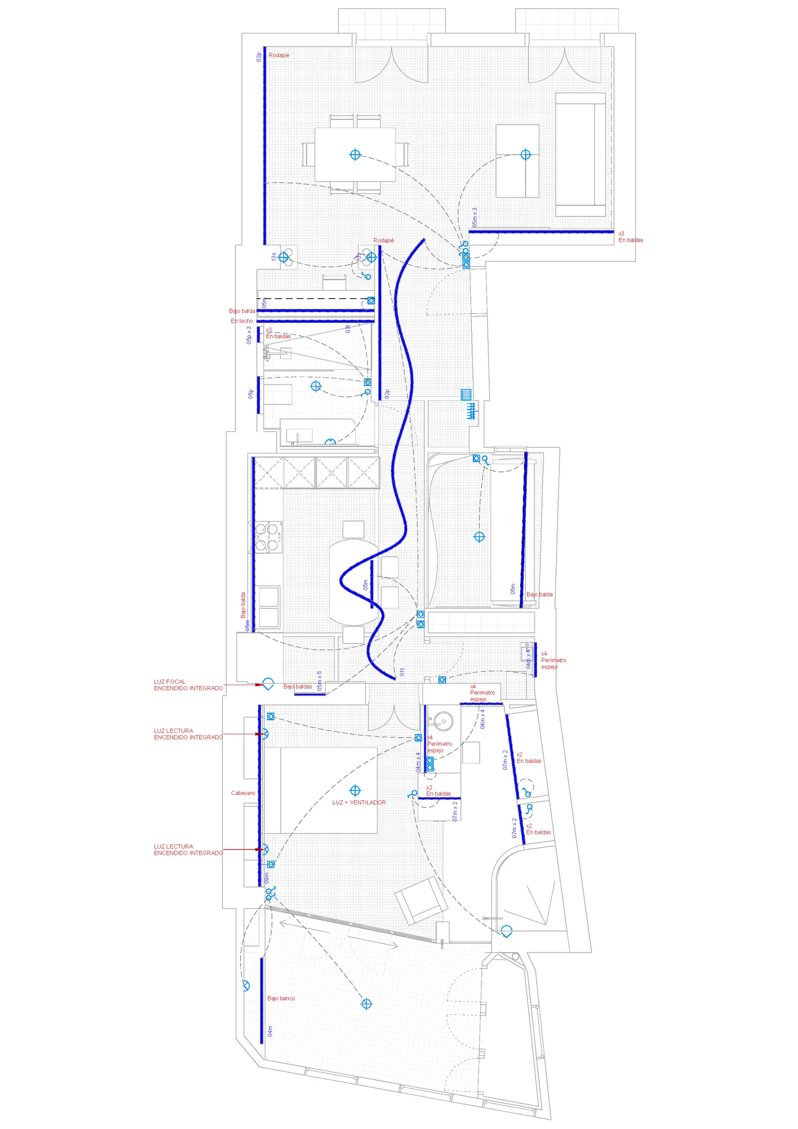 Plano del proyecto de iluminación de Casa Ángel en Ruzafa