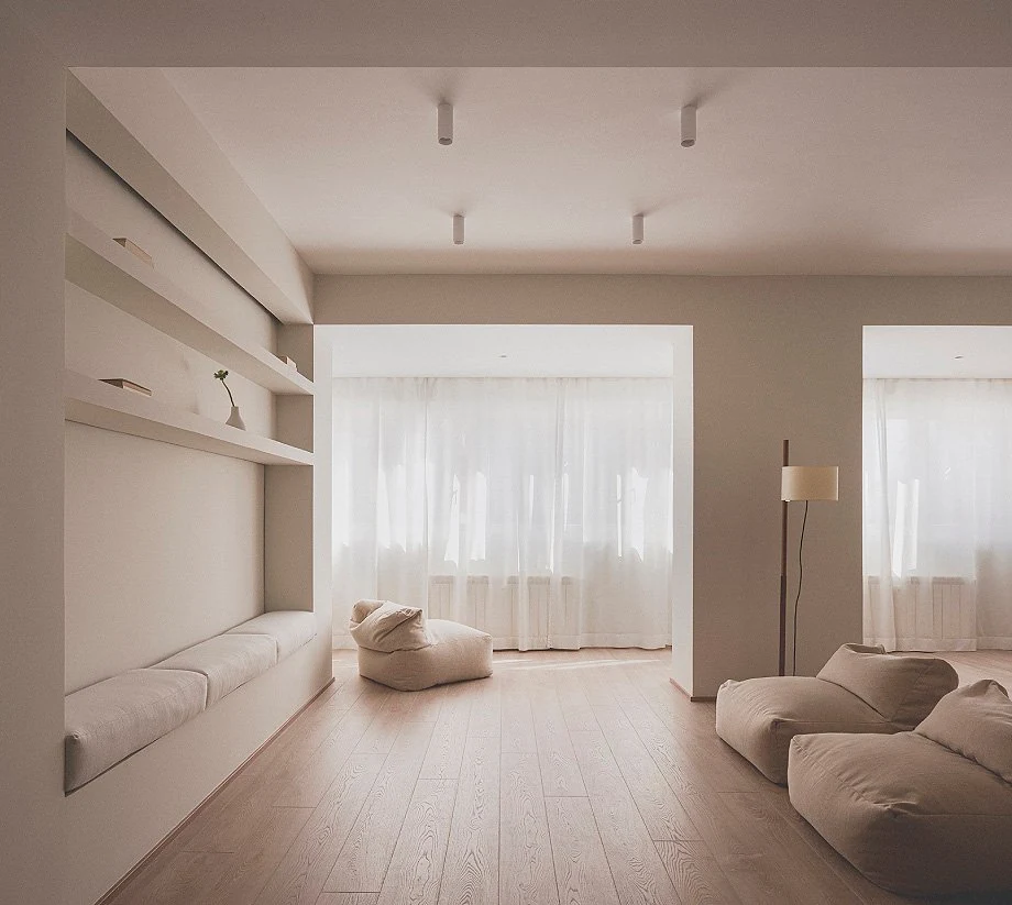 Vista general del salón y sus espacios conectados de Casa ML, de Maximale