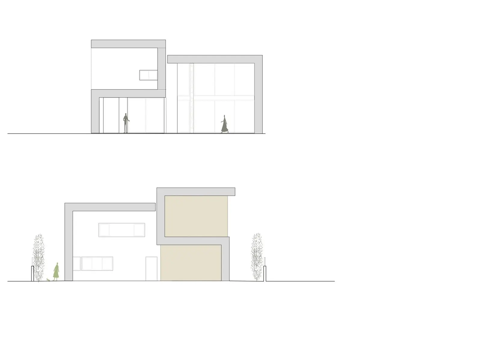 Alzados de las fachadas de la vivienda de Casa Olivera, de Miragall Romaguera i arquitectes associats